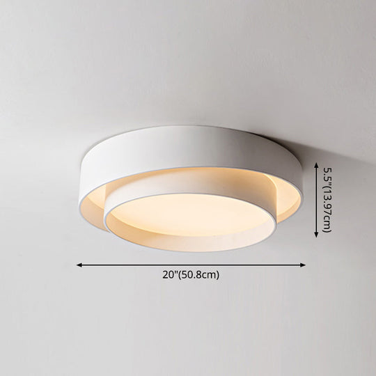 Led Nordic Style White Metal Ceiling Lamp For Bedroom - Flush Mount Lighting