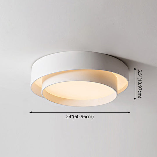 Led Nordic Style White Metal Ceiling Lamp For Bedroom - Flush Mount Lighting