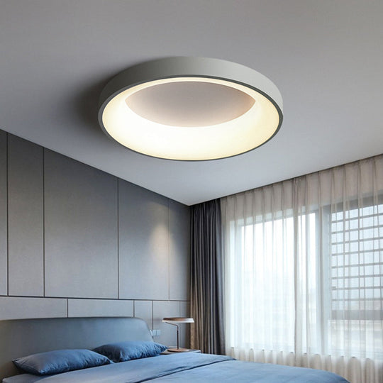 Nordic Style Led Flush Mount Ceiling Lamp - Metal Circular Light For Bedroom