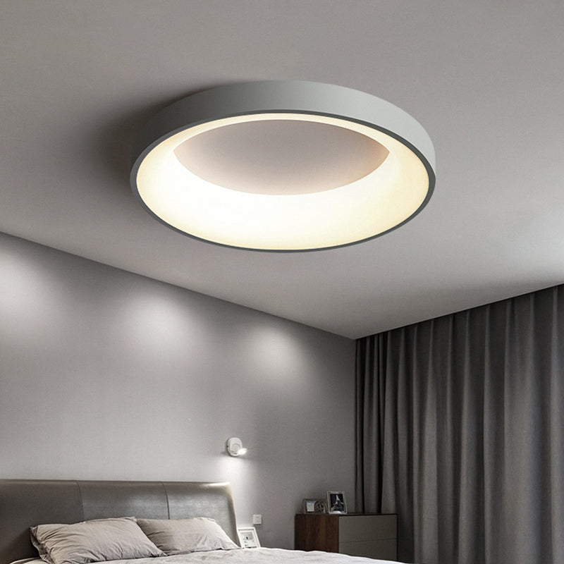 Nordic Style Led Flush Mount Ceiling Lamp - Metal Circular Light For Bedroom