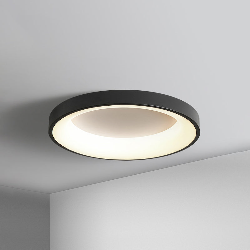 Nordic Style Led Flush Mount Ceiling Lamp - Metal Circular Light For Bedroom Black / 19 White