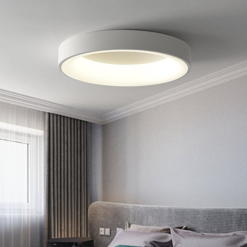 Nordic Style Led Flush Mount Ceiling Lamp - Metal Circular Light For Bedroom