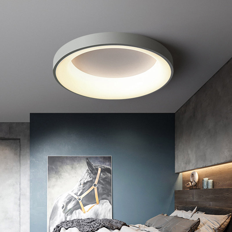 Nordic Style Led Flush Mount Ceiling Lamp - Metal Circular Light For Bedroom