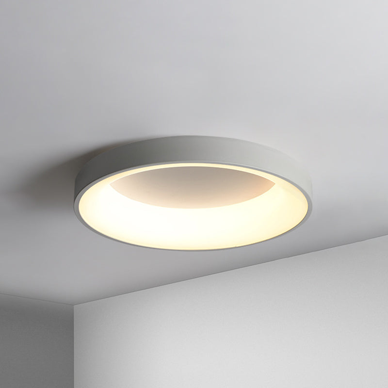 Nordic Style Led Flush Mount Ceiling Lamp - Metal Circular Light For Bedroom Grey / 19 Warm