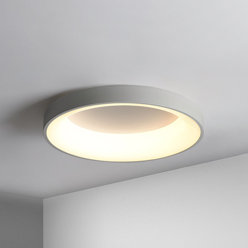 Nordic Style Led Flush Mount Ceiling Lamp - Metal Circular Light For Bedroom Grey / 23.5 Warm