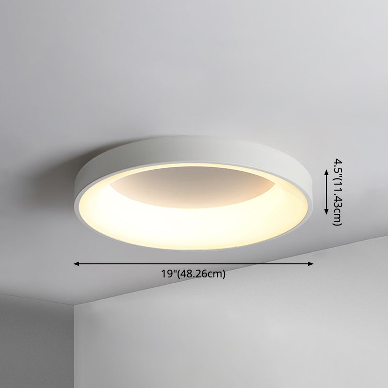 Nordic Style Led Flush Mount Ceiling Lamp - Metal Circular Light For Bedroom