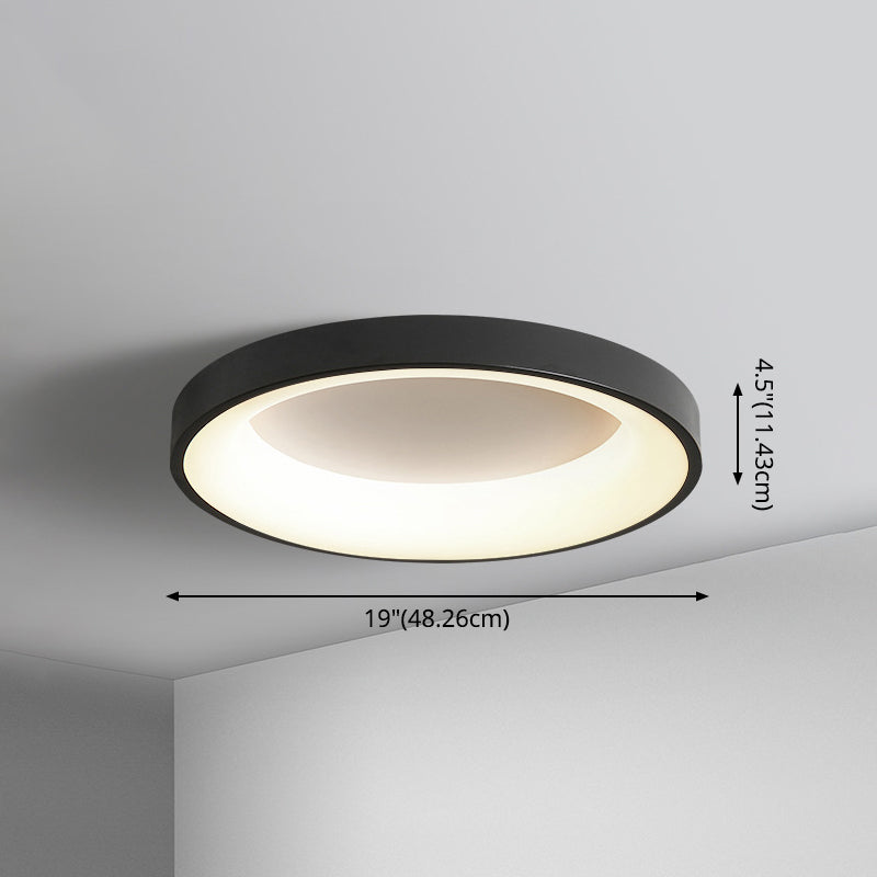 Nordic Style Led Flush Mount Ceiling Lamp - Metal Circular Light For Bedroom