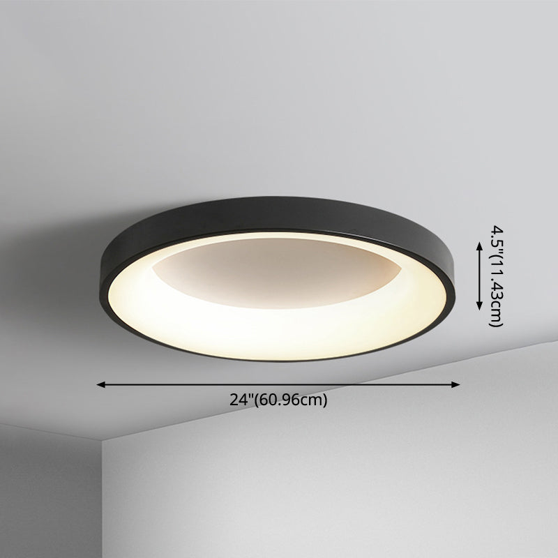 Nordic Style Led Flush Mount Ceiling Lamp - Metal Circular Light For Bedroom