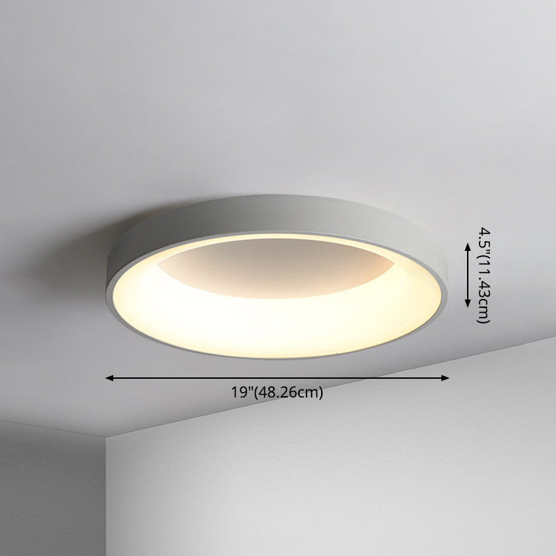 Nordic Style Led Flush Mount Ceiling Lamp - Metal Circular Light For Bedroom