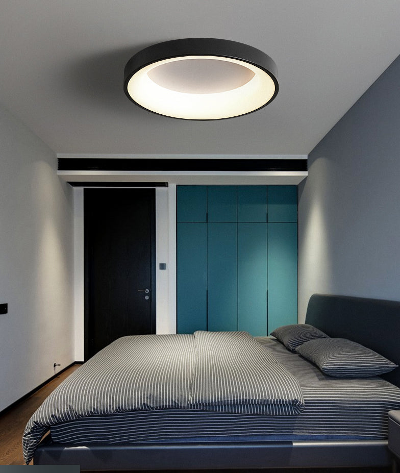 Nordic Style Led Flush Mount Ceiling Lamp - Metal Circular Light For Bedroom