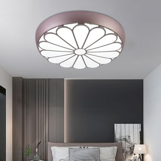 Modern Led Floral Metal Flush Mount Ceiling Lamp For Bedroom Lighting