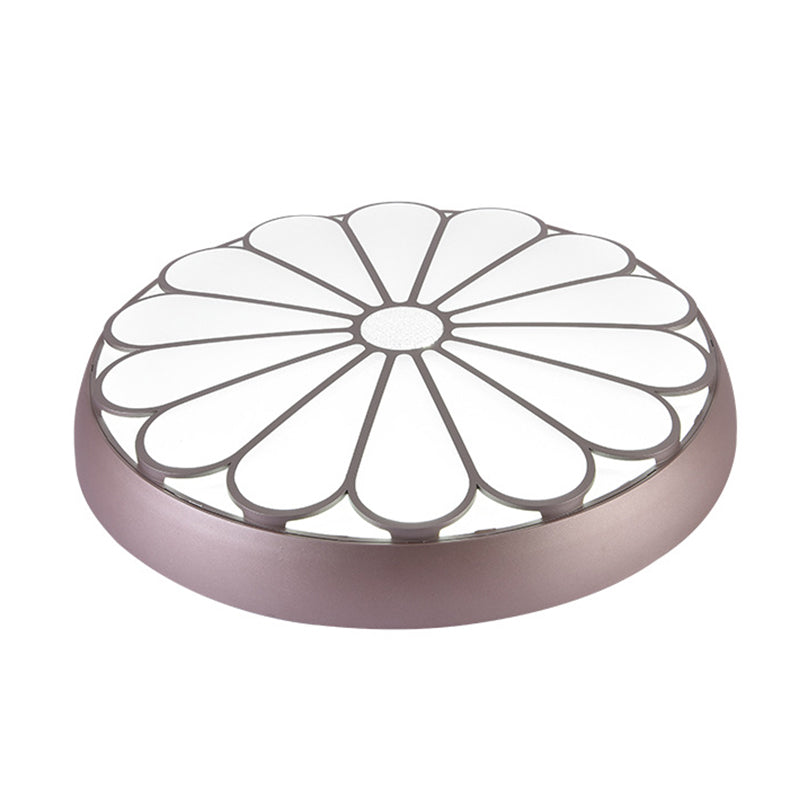 Modern Led Floral Metal Flush Mount Ceiling Lamp For Bedroom Lighting