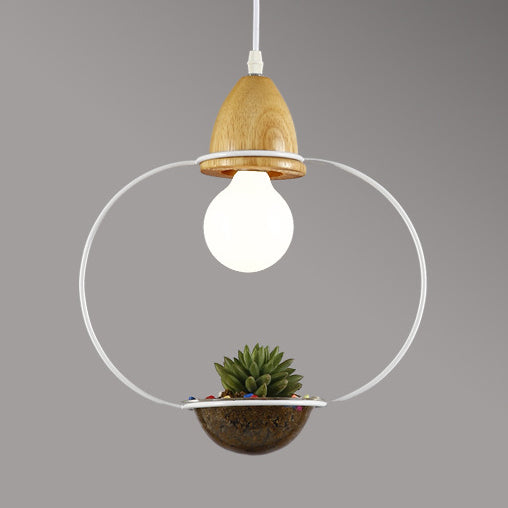 Vintage Open Cage Pendant Light With Flower Pot In Black/White - 8.5/11 White / 12