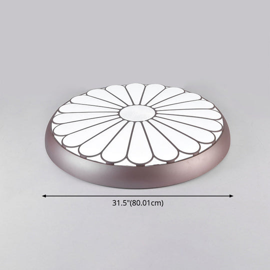 Modern Led Floral Metal Flush Mount Ceiling Lamp For Bedroom Lighting