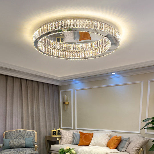 Modern Led Crystal Flush Mount Ceiling Lamp For Bedroom