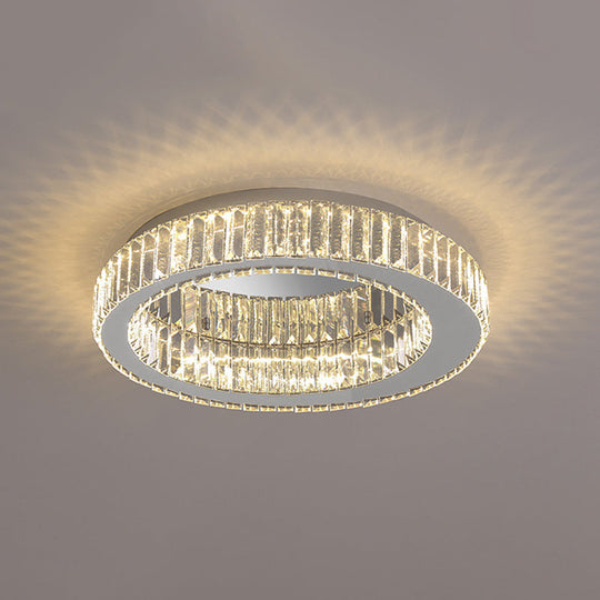 Modern Led Crystal Flush Mount Ceiling Lamp For Bedroom Silver / 23.5