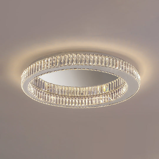 Modern Led Crystal Flush Mount Ceiling Lamp For Bedroom Silver / 31.5