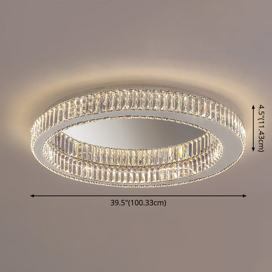 Modern Led Crystal Flush Mount Ceiling Lamp For Bedroom