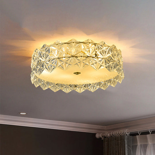 Modern Gold Geometric Crystal Flushmount Ceiling Lamp - Bedroom Lighting