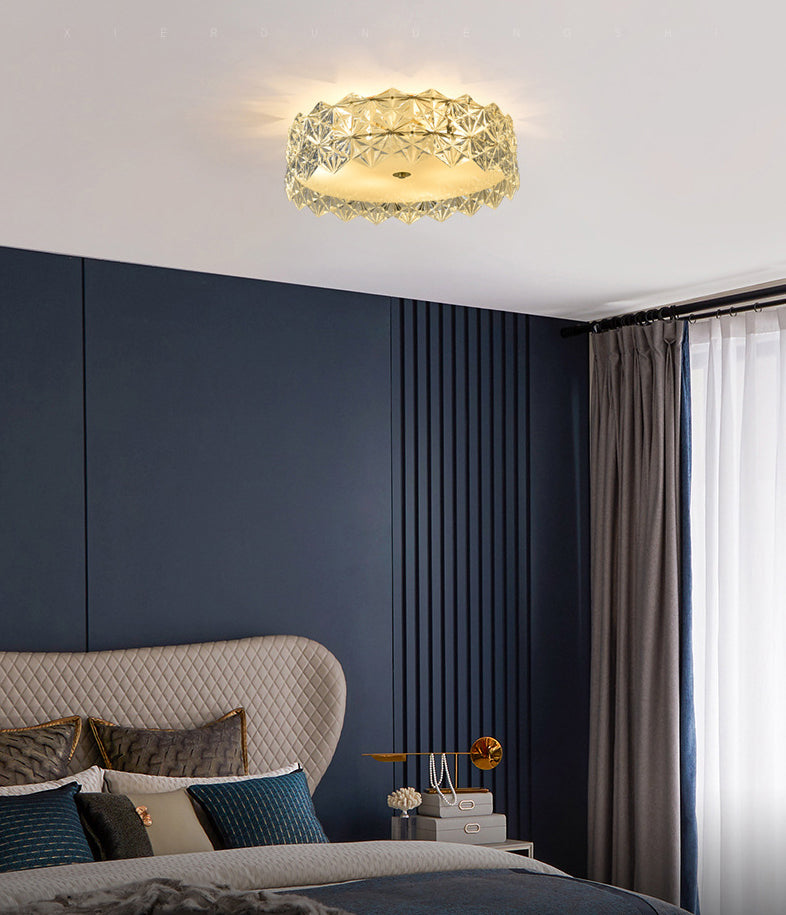 Modern Gold Geometric Crystal Flushmount Ceiling Lamp - Bedroom Lighting