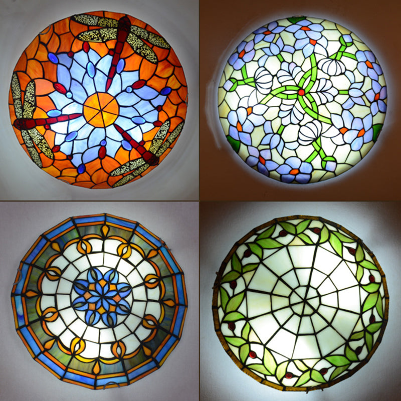 Tiffany Stained Glass Ceiling Light For Rustic Décor In Living Room/Stairway