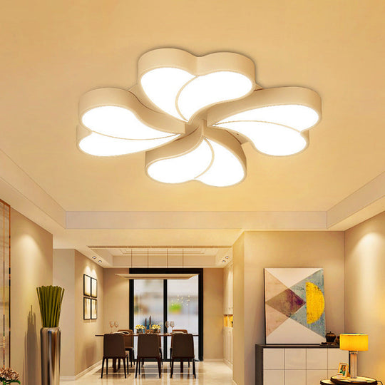 Modern Style White Floral Led Flushmount Ceiling Lamp For Bedroom Lighting