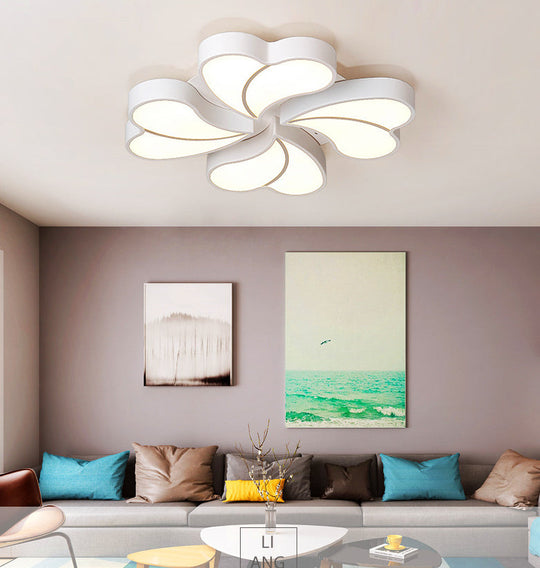 Modern Style White Floral Led Flushmount Ceiling Lamp For Bedroom Lighting