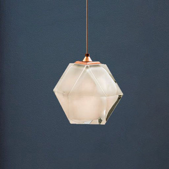 Modern Hand-Blown Glass Shade Pendant Light - 1 Gem Hanging Lamp For Dining Table