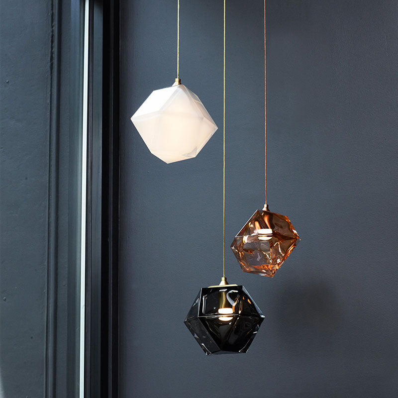 Modern Hand-Blown Glass Shade Pendant Light - 1 Gem Hanging Lamp For Dining Table