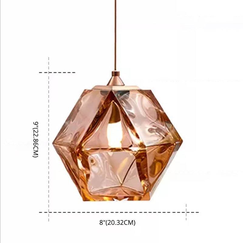 Modern Hand-Blown Glass Shade Pendant Light - 1 Gem Hanging Lamp For Dining Table