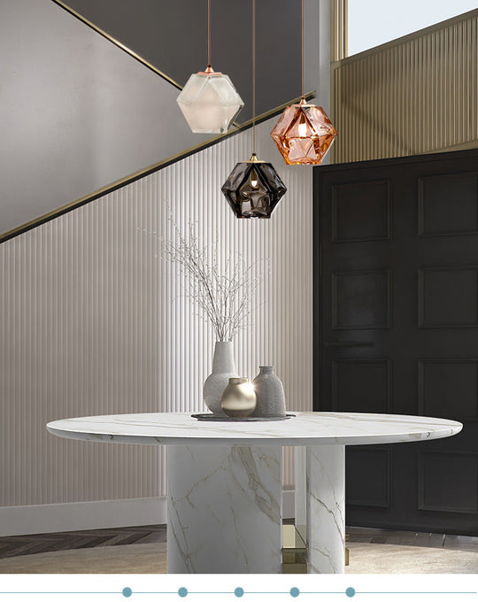 Modern Hand-Blown Glass Shade Pendant Light - 1 Gem Hanging Lamp For Dining Table