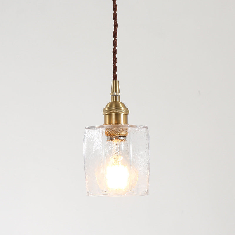 Retro Clear Glass Shade Ceiling Light Brass 1 Small Hanging Lamp For Living Room