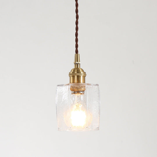 Retro Clear Glass Shade Ceiling Light Brass 1 Small Hanging Lamp For Living Room / 4