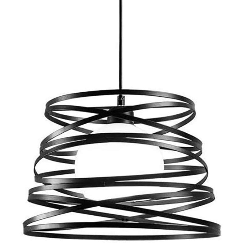 Industrial Retro Cylinder Cage Pendant Light - Black Metal Hanging Lamp For Restaurants