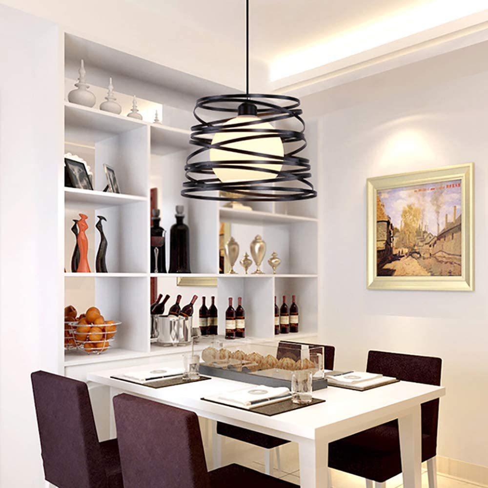 Industrial Retro Cylinder Cage Pendant Light - Black Metal Hanging Lamp For Restaurants