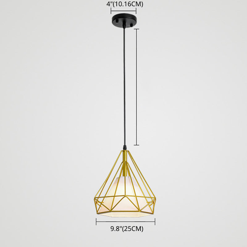 Gold Diamond Iron Pendant Cluster Light - Post-Modern Restaurant Hanging Lamp