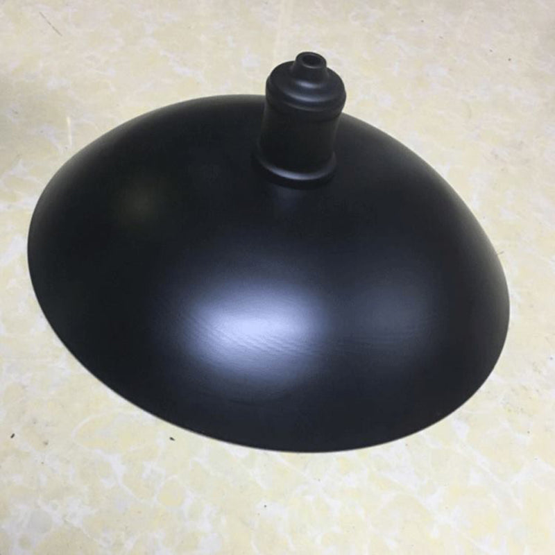 Industrial Retro Dome Shade Pendant Light - Black Metal Hanging Lamp 1-Light