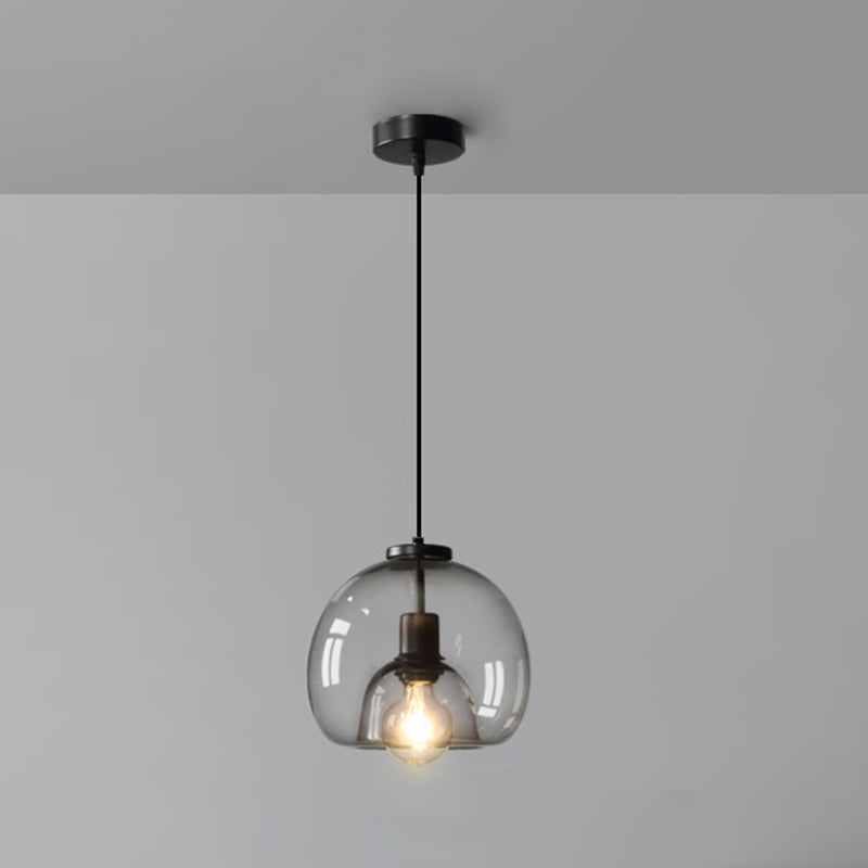 Minimalist Black Glass Pendant Light For Modern Dining Rooms / Round