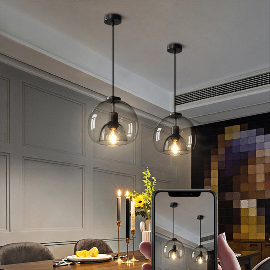 Minimalist Black Glass Pendant Light For Modern Dining Rooms