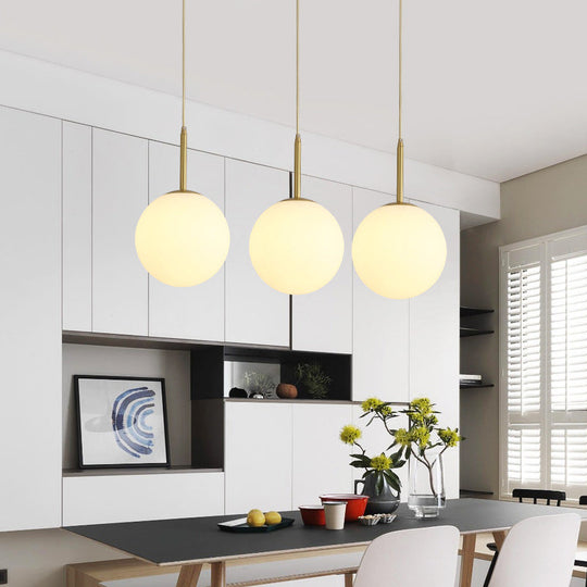 Minimalist Glass Pendant Light In White For Dining Room Table