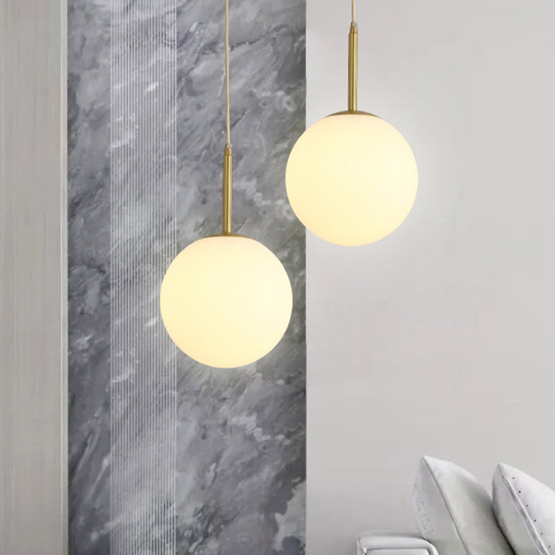 Minimalist Glass Pendant Light In White For Dining Room Table