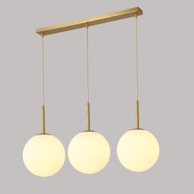 Minimalist Glass Pendant Light In White For Dining Room Table Gold / Linear