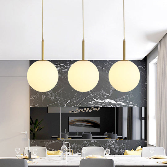 Minimalist Glass Pendant Light In White For Dining Room Table