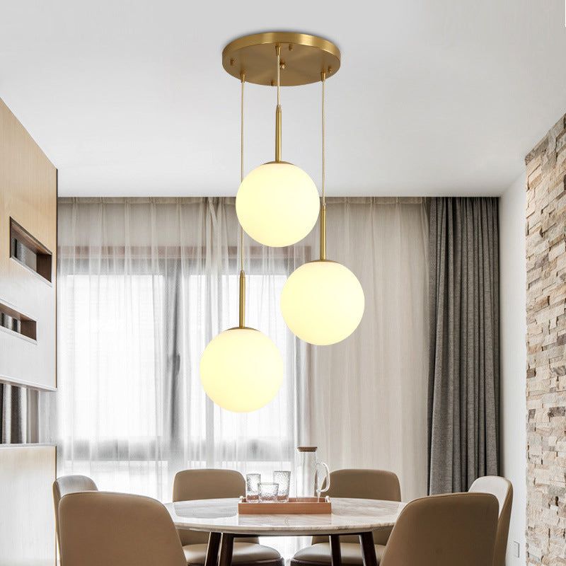 Minimalist Glass Pendant Light In White For Dining Room Table