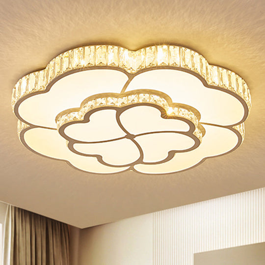 Modern Petal Crystal Led Flush Ceiling Light In White - 19.5/23.5/31.5 For Bedroom