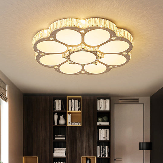 Modern Petal Crystal Led Flush Ceiling Light In White - 19.5/23.5/31.5 For Bedroom / 19.5 B