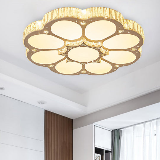 Modern Petal Crystal Led Flush Ceiling Light In White - 19.5/23.5/31.5 For Bedroom