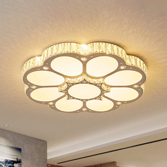 Modern Petal Crystal Led Flush Ceiling Light In White - 19.5/23.5/31.5 For Bedroom