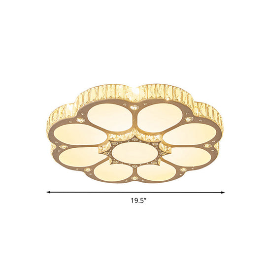 Modern Petal Crystal Led Flush Ceiling Light In White - 19.5/23.5/31.5 For Bedroom