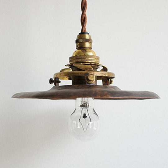 Vintage Brass Pendant Light - Industrial Style Mini Hanging Lamp For Bedroom Adjustable Wire Length: